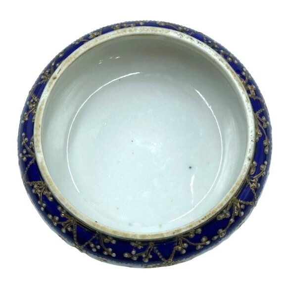Antique Hand-Painted Nippon Porcelain Bowl With Gold Moriage & Cobalt Blue Accen - Picture 5 of 6